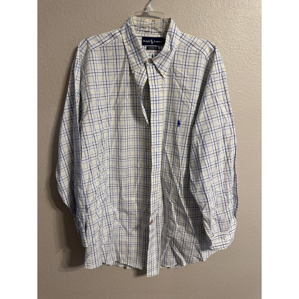 Ralphโ Lauren Classic Fit Plaid Checkered Long Sleeve Button Down Shirt